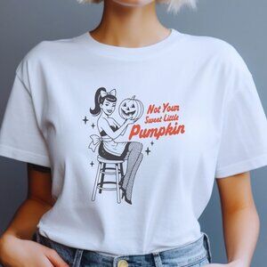 Funny Halloween Graphic Tee Pinup Style Spooky Season Dark Humor T-Shirt